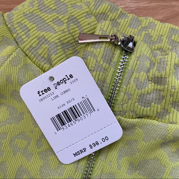 NWT Free People Leopard Layering Lime Long Sleeve - Picture 3 of 7